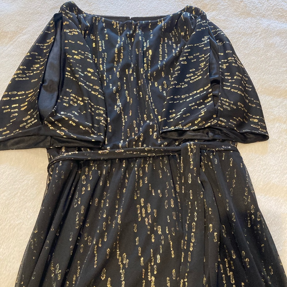 Jessica Simpson black and gold short sleeve mini dress size L
